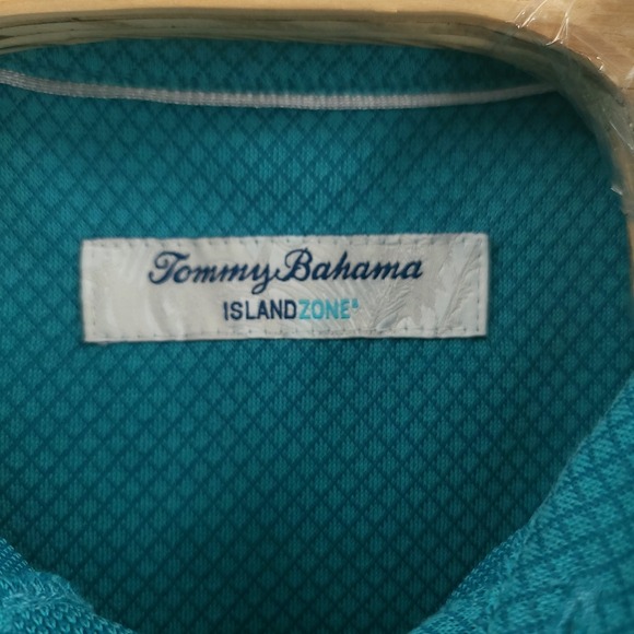 Tommy Bahama Shirt Mens Large Blue Polo Island Zone Checkered Tencel Outdoor - Picture 9 of 10